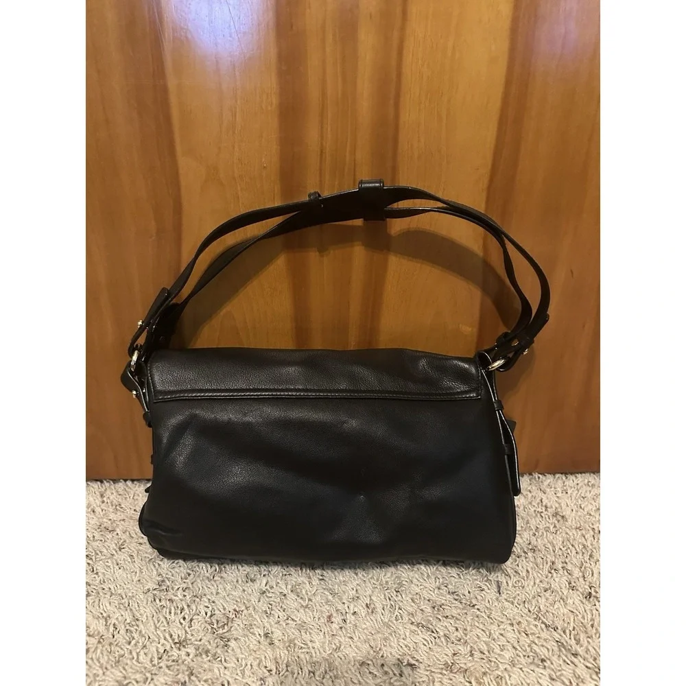 Lauren Ralph Lauren 877FLP Black Leather Messenger Shoulder Bag  Early 2000s NEW